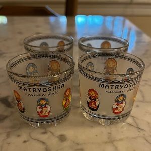 Matryoshka set of four Russian doll shot glasses. New unused. So cute